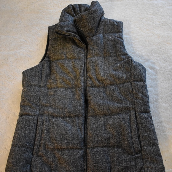 Old Navy Tops - Old Navy Herringbone Gray Wool Vest Large Tall
